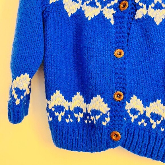 Blue Button Down Handmade Knit Collared Fisherman’s Sweater - XXS - Picture 9 of 9